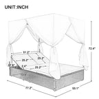 Whisen Garten Sonnenliege Rattan-Tagesbett mit Kissen & verstellbaren Sitzen