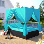 Whisen Garten Sonnenliege Rattan-Tagesbett mit Kissen & verstellbaren Sitzen