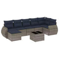vidaXL Patio Sofa Set Black and Blue - Gray and Blue With Table