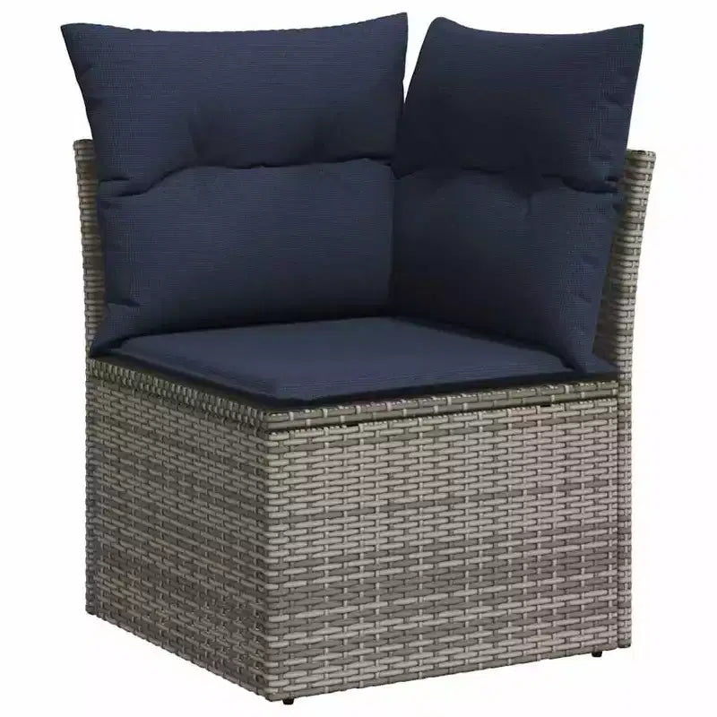 vidaXL Loungeset Schwarz und Blau - Grau und Blau mit Tisch