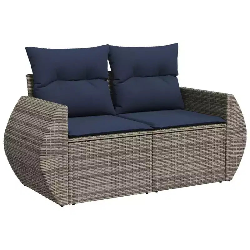 vidaXL Loungeset Schwarz und Blau - Grau und Blau mit Tisch