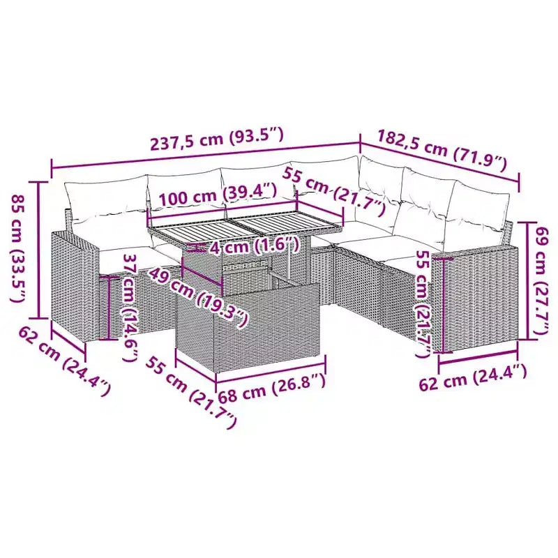 vidaXL Lounge-Sofa-Set mit Kissen in verschiedenen Farben