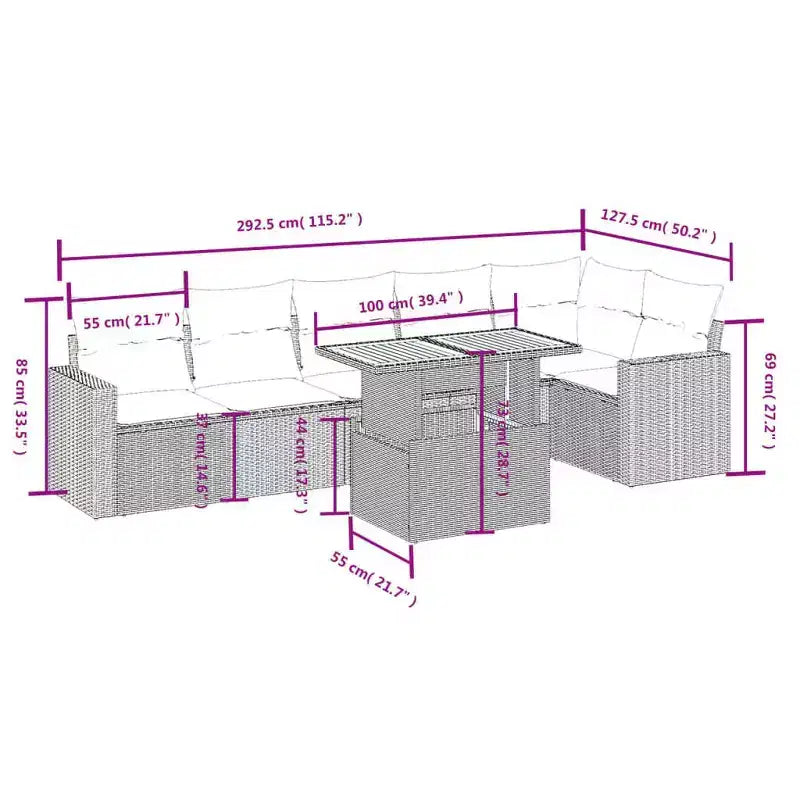 vidaXL Lounge-Sofa-Set mit Kissen in verschiedenen Farben