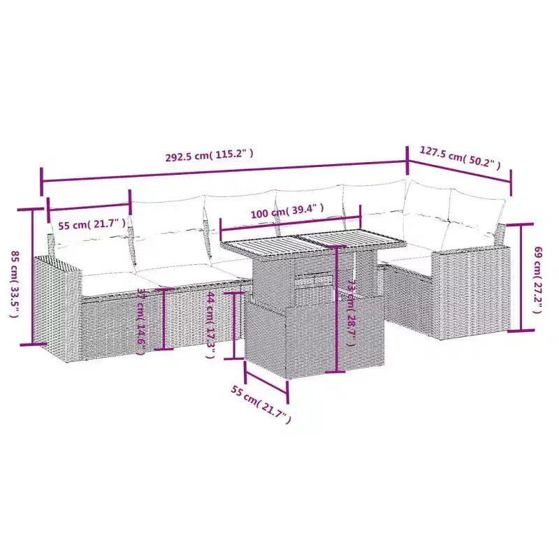 vidaXL Lounge-Sofa-Set mit Kissen in verschiedenen Farben