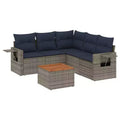 vidaXL 6 Piece Garden Sofa Set with Cushions Black Poly Rattan