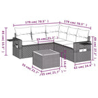 vidaXL 6-teiliges Garten-Sofa-Set mit Kissen Schwarz Polyrattan