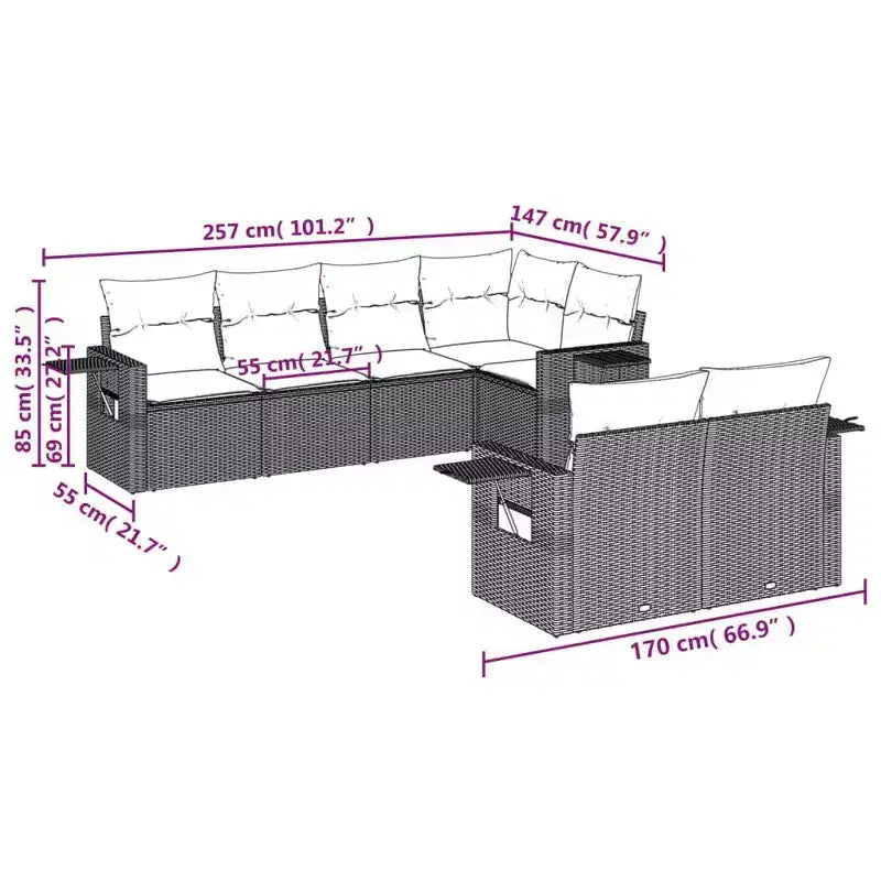 vidaXL Stilvolles modulares Garten-Sofa-Set mit Kissen in verschiedenen Farben