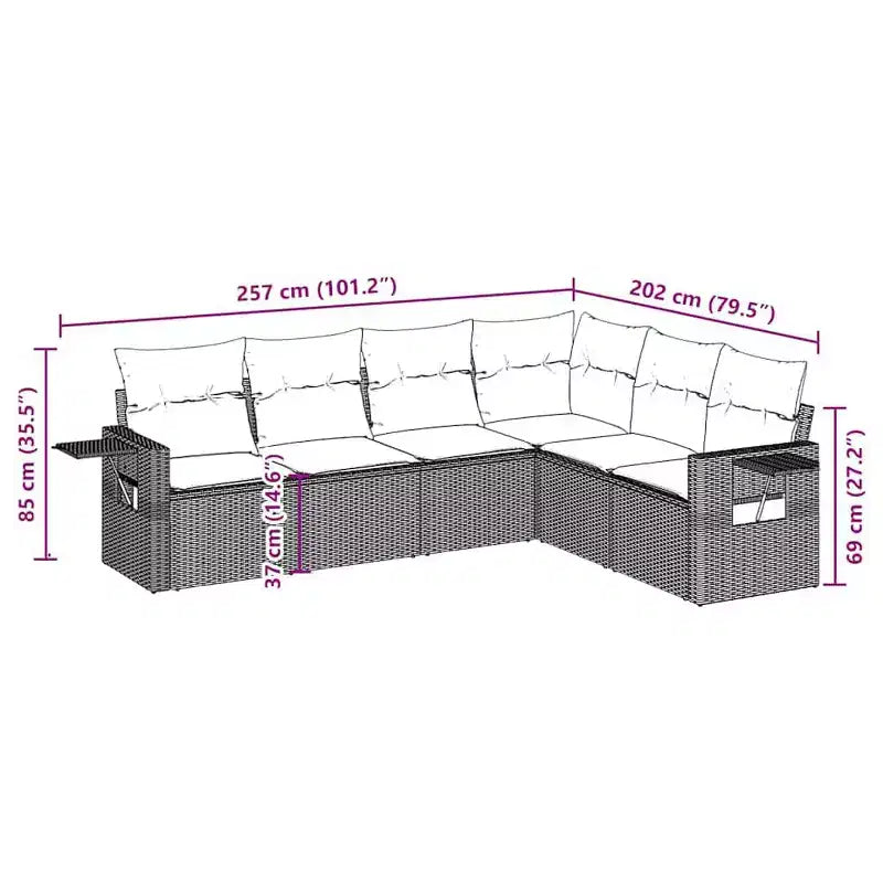 vidaXL Gartensofa-Set Polyrattan-Set modular