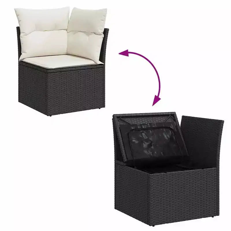 vidaXL Garten-Sofa-Set mit Kissen Polyrattan