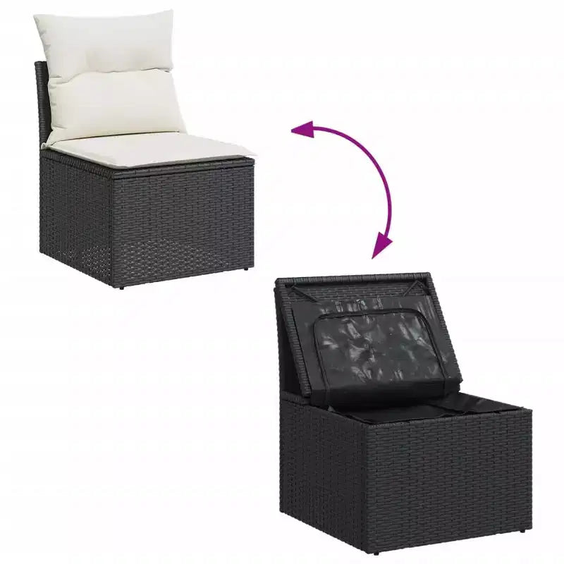 vidaXL Garten-Sofa-Set mit Kissen Polyrattan
