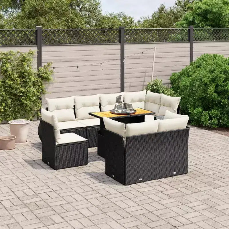 vidaXL Loungesofa-Set Garten PE Rattan 9-teilig
