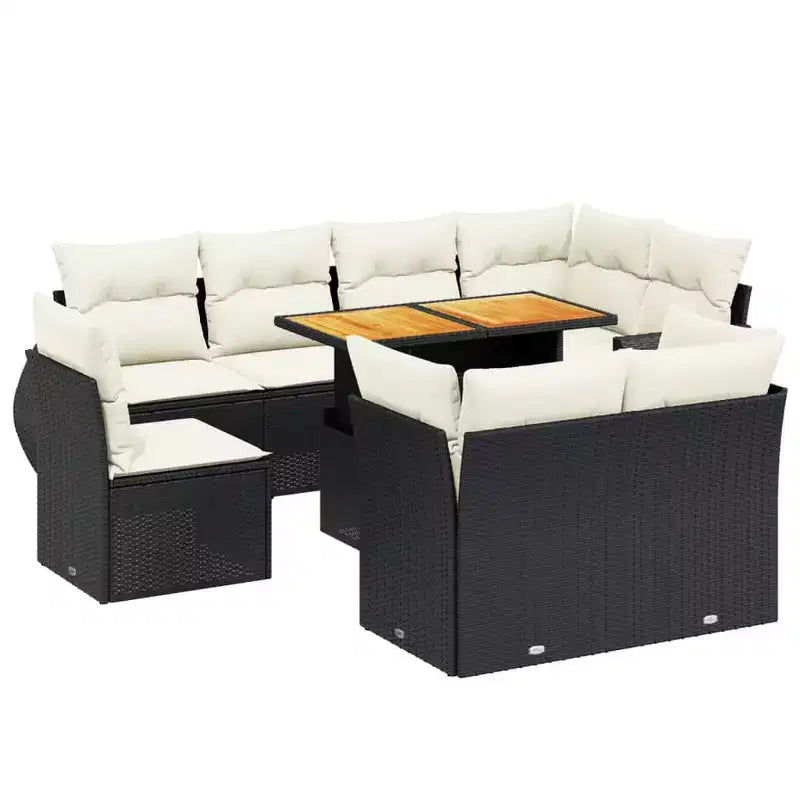 vidaXL Loungesofa-Set Garten PE Rattan 9-teilig