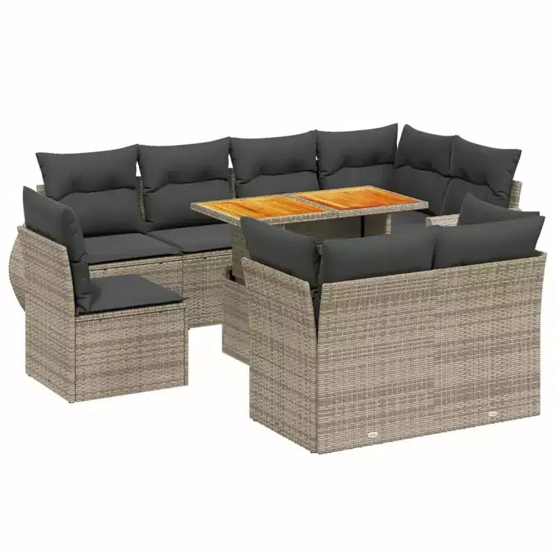 vidaXL Loungesofa-Set Garten PE Rattan 9-teilig