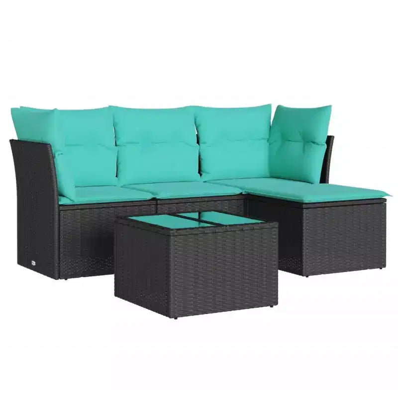 vidaXL Modular Outdoor Sofa Set with Cushions - Poly Rattan