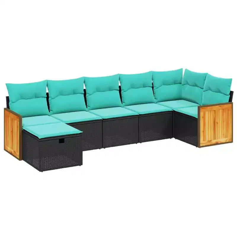 vidaXL Patio Sofa Set with Cushions Poly Rattan