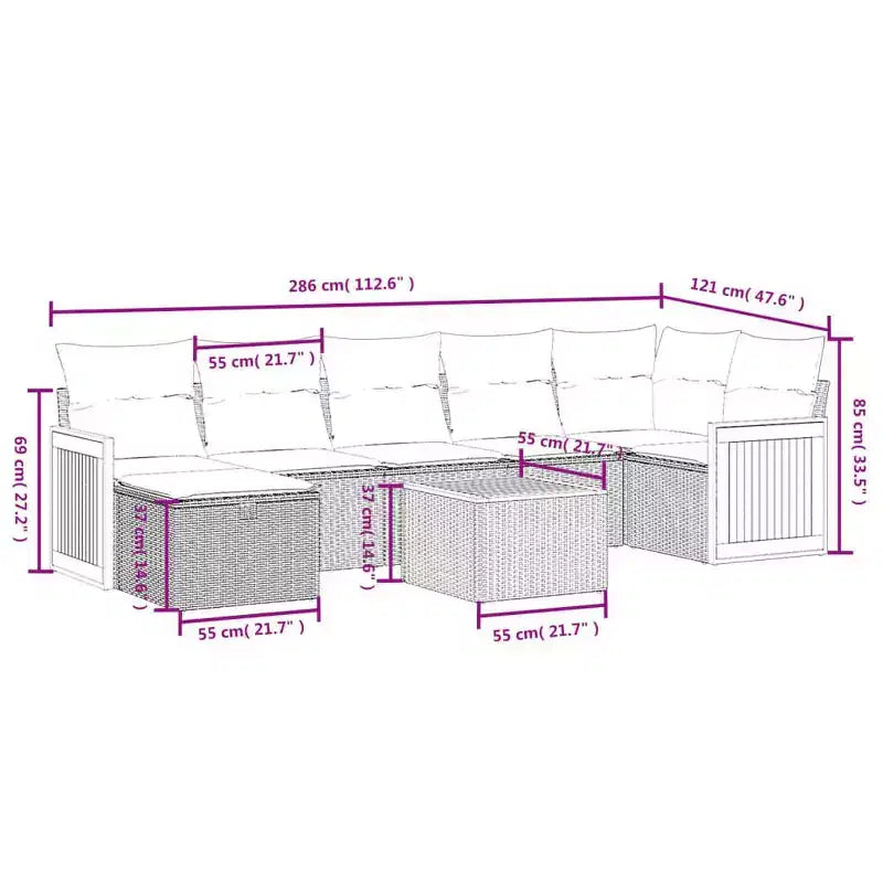 vidaXL Polyrattan Garten-Sofa-Set mit Kissen
