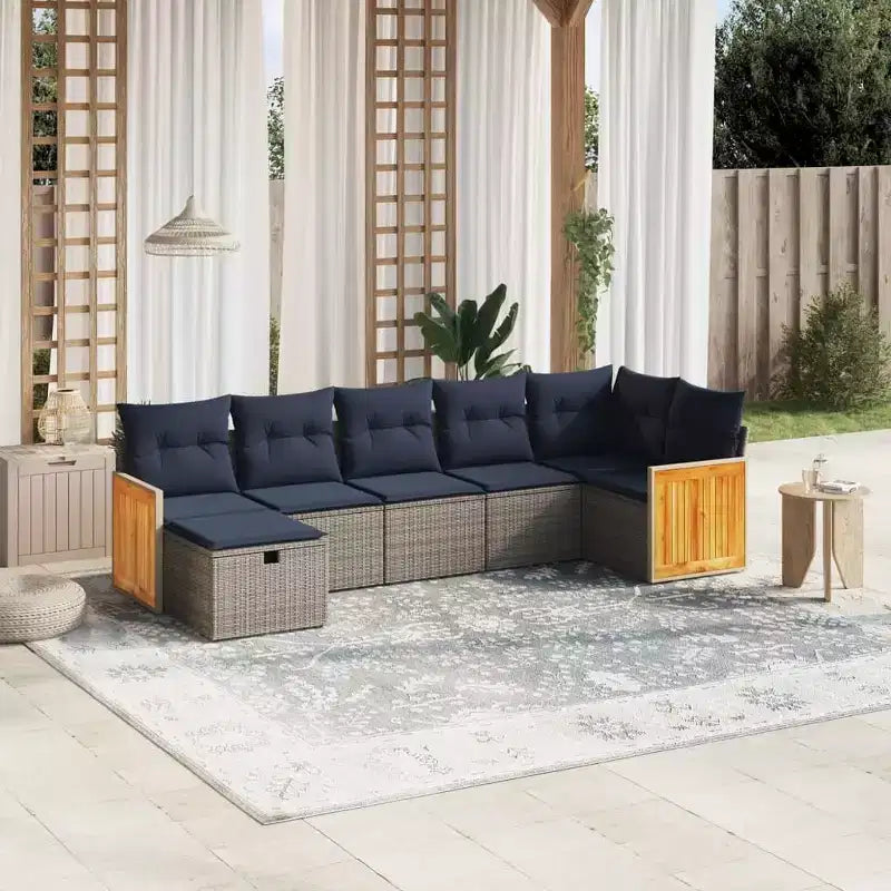 vidaXL Polyrattan Garten-Sofa-Set mit Kissen