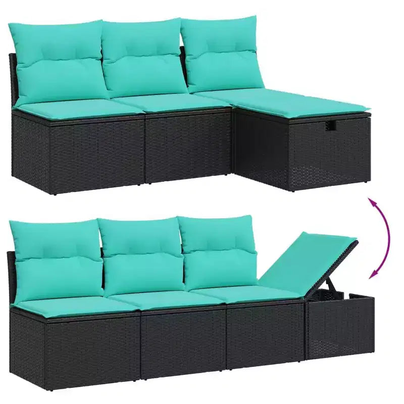 vidaXL Polyrattan Garten-Sofa-Set mit Kissen