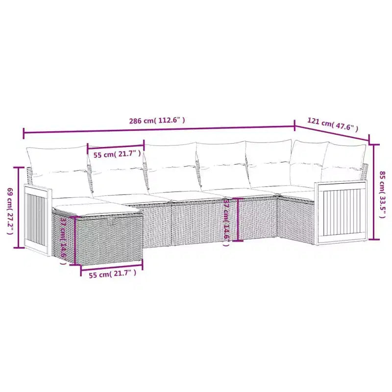 vidaXL Polyrattan Garten-Sofa-Set mit Kissen