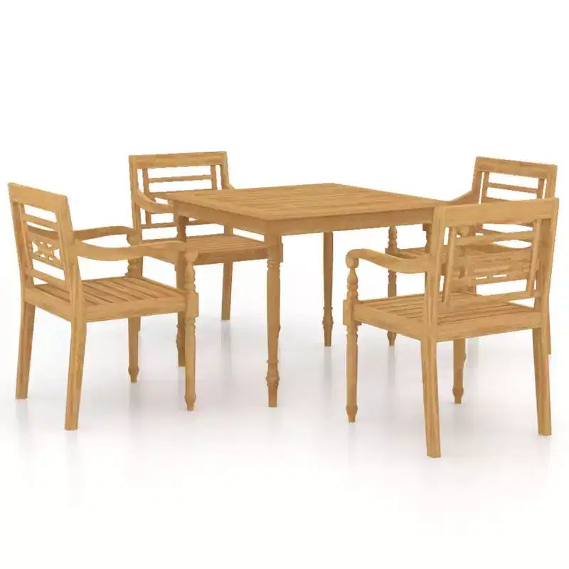 vidaXL 5 Piece Patio Dining Set Solid Teak Wood