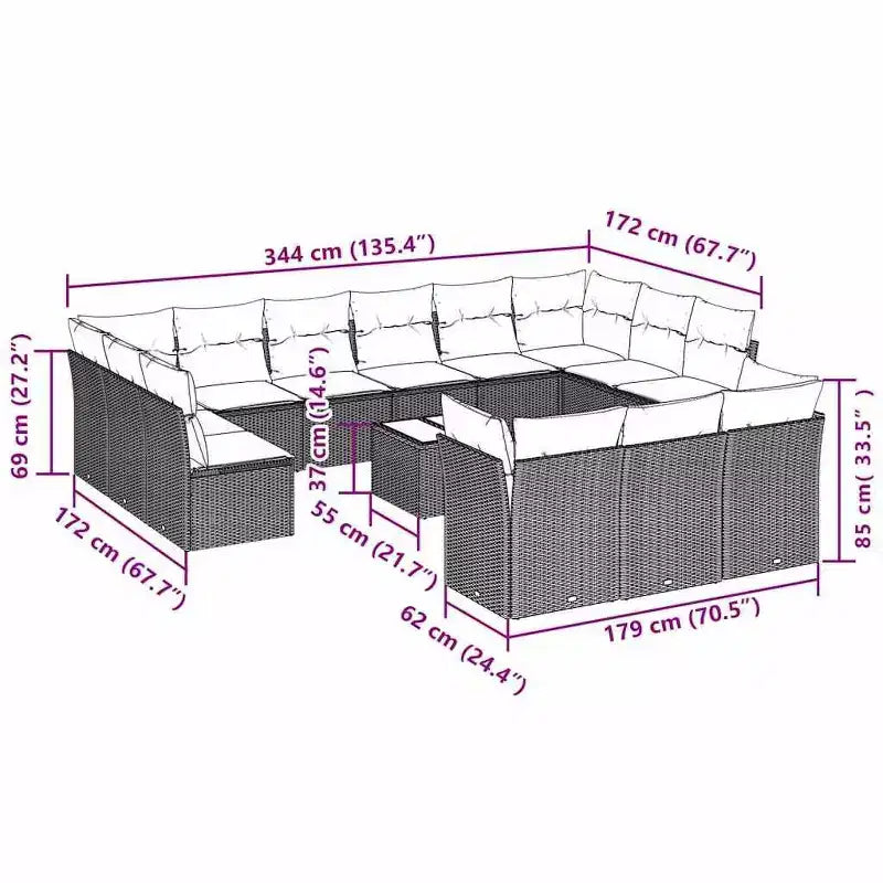 vidaXL Outdoor-Loungeset mit Kissen Polyrattan Gartenmöbel