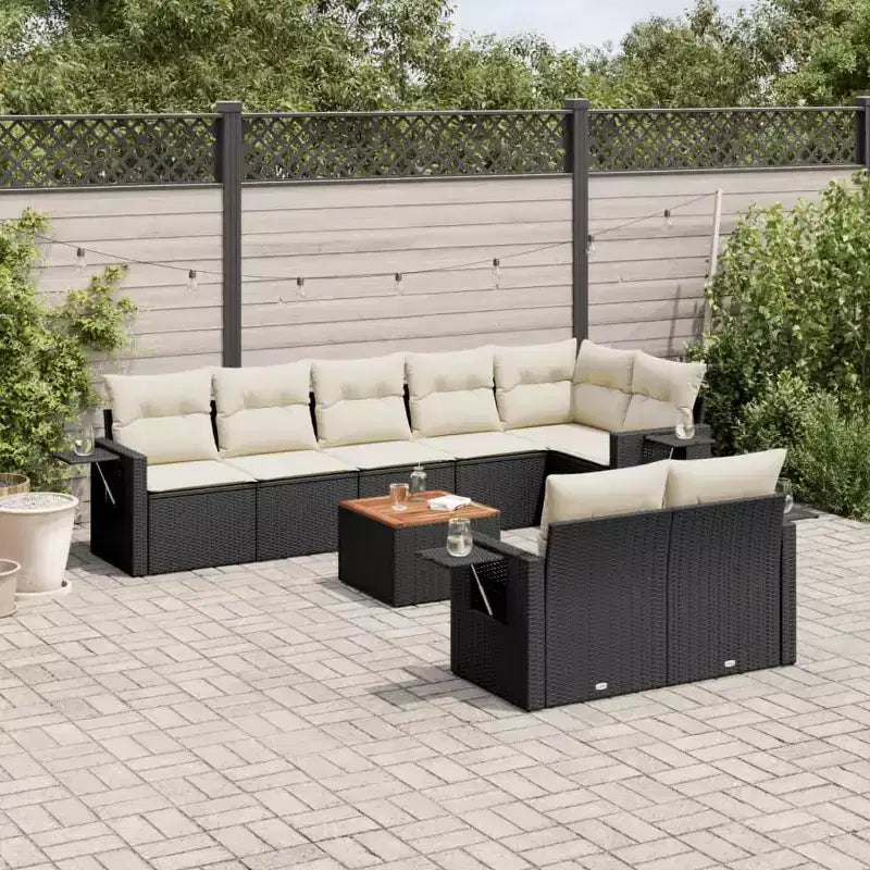 vidaXL Modulares Gartensofa-Set mit Kissen Polyrattan