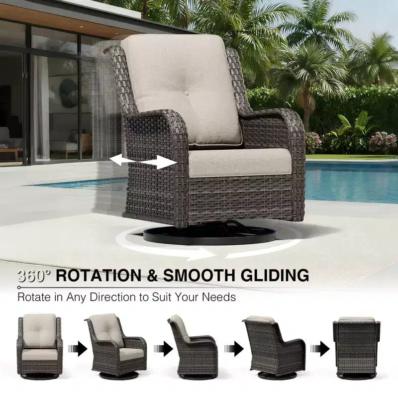 UPTIOT Premium Outdoor-Sofa-Set mit drehbaren Stühlen und multifunktionalen Hockern