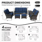 UPTIOT Premium Outdoor-Sofa-Set mit drehbaren Stühlen und multifunktionalen Hockern