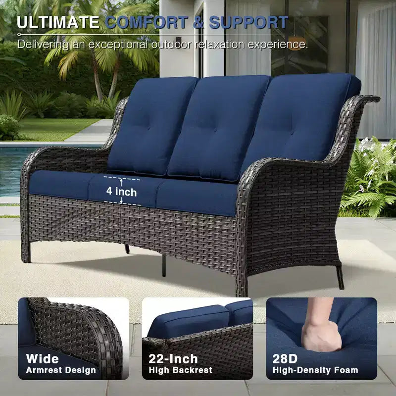 UPTIOT Premium Outdoor-Sofa-Set mit drehbaren Stühlen und multifunktionalen Hockern
