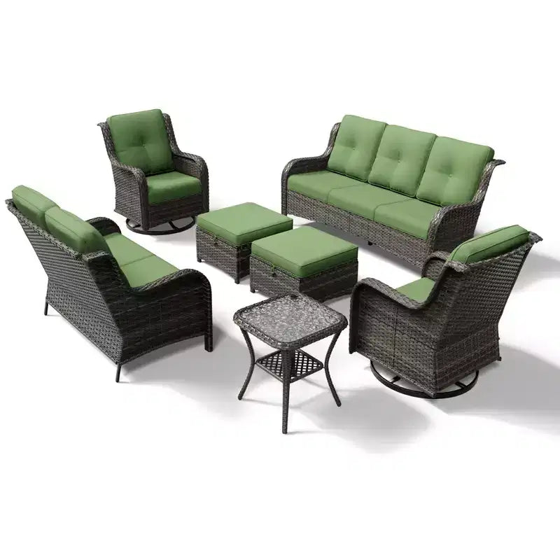 UPTIOT Premium Outdoor-Sofa-Set mit drehbaren Stühlen und multifunktionalen Hockern