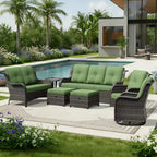 UPTIOT Premium Outdoor-Sofa-Set mit drehbaren Stühlen und multifunktionalen Hockern