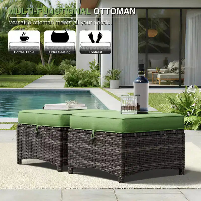 UPTIOT Premium Outdoor-Sofa-Set mit drehbaren Stühlen und multifunktionalen Hockern