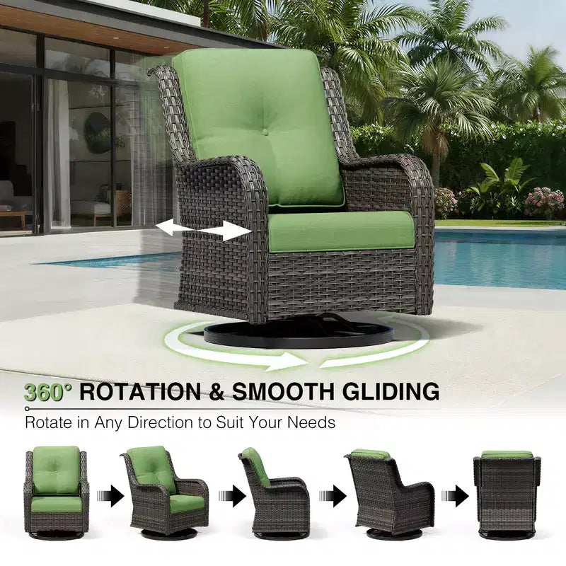 UPTIOT Premium Outdoor-Sofa-Set mit drehbaren Stühlen und multifunktionalen Hockern