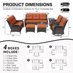 UPTIOT Premium Outdoor-Sofa-Set mit drehbaren Stühlen und multifunktionalen Hockern