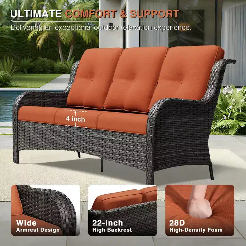 UPTIOT Premium Outdoor-Sofa-Set mit drehbaren Stühlen und multifunktionalen Hockern