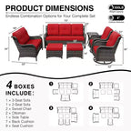 UPTIOT Premium Outdoor-Sofa-Set mit drehbaren Stühlen und multifunktionalen Hockern