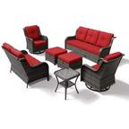 UPTIOT Premium Outdoor-Sofa-Set mit drehbaren Stühlen und multifunktionalen Hockern