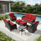 UPTIOT Premium Outdoor-Sofa-Set mit drehbaren Stühlen und multifunktionalen Hockern