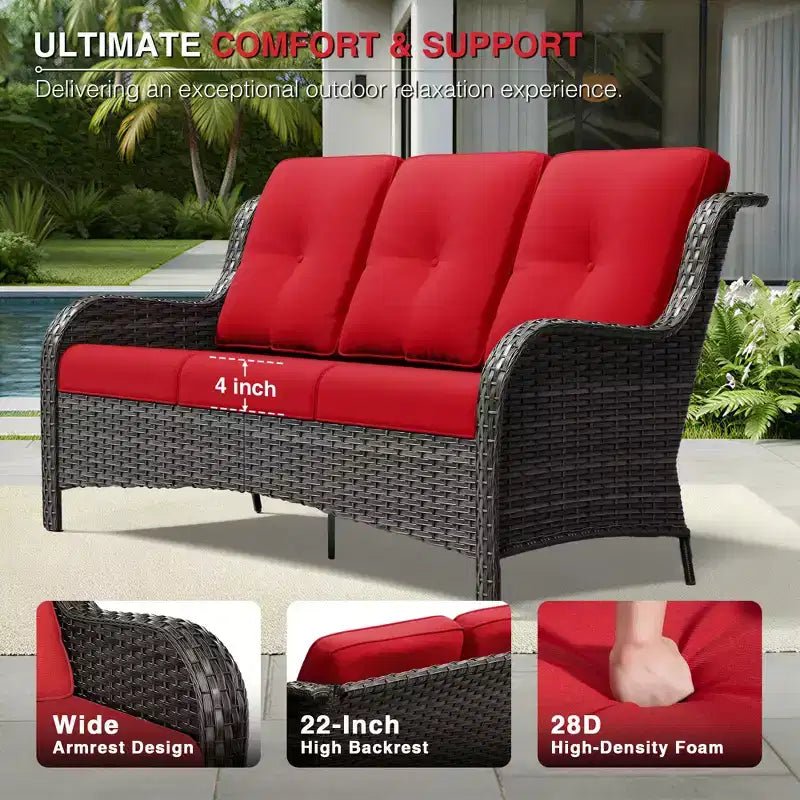 UPTIOT Premium Outdoor-Sofa-Set mit drehbaren Stühlen und multifunktionalen Hockern