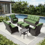 UPTIOT Premium Outdoor-Sofa-Set mit drehbaren Stühlen und multifunktionalen Hockern