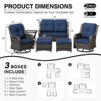 UPTIOT Premium 2-Sitzer Outdoor-Sofa-Set mit Drehstühlen & multifunktionalen Hockern