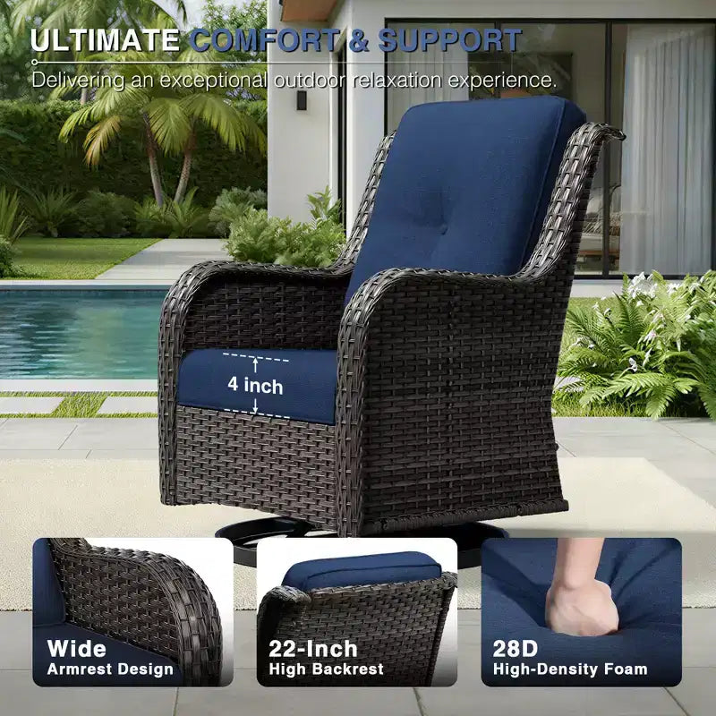 UPTIOT Premium 2-Sitzer Outdoor-Sofa-Set mit Drehstühlen & multifunktionalen Hockern