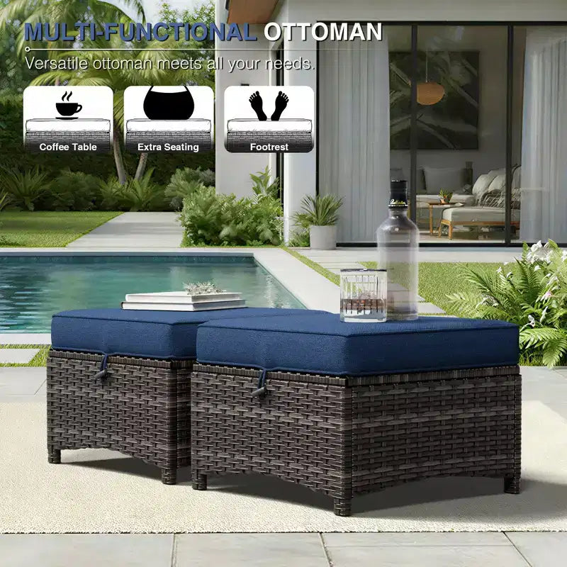 UPTIOT Premium 2-Sitzer Outdoor-Sofa-Set mit Drehstühlen & multifunktionalen Hockern