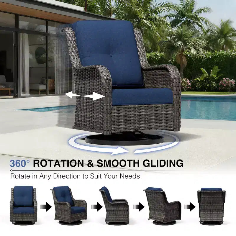 UPTIOT Premium 2-Sitzer Outdoor-Sofa-Set mit Drehstühlen & multifunktionalen Hockern