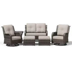 UPTIOT Premium 2-Sitzer Outdoor-Sofa-Set mit Drehstühlen & multifunktionalen Hockern