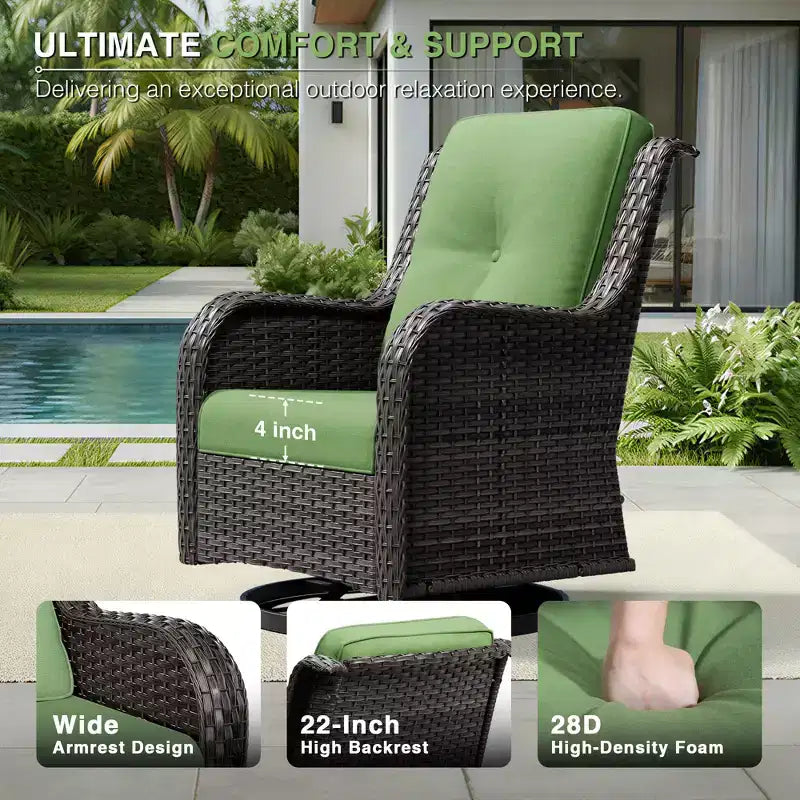 UPTIOT Premium 2-Sitzer Outdoor-Sofa-Set mit Drehstühlen & multifunktionalen Hockern