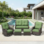 UPTIOT Premium 2-Sitzer Outdoor-Sofa-Set mit Drehstühlen & multifunktionalen Hockern