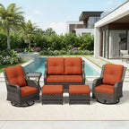 UPTIOT Premium 2-Sitzer Outdoor-Sofa-Set mit Drehstühlen & multifunktionalen Hockern