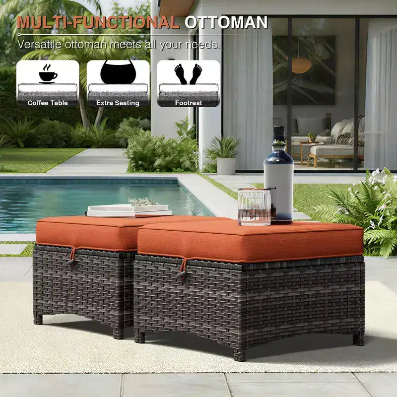 UPTIOT Premium 2-Sitzer Outdoor-Sofa-Set mit Drehstühlen & multifunktionalen Hockern