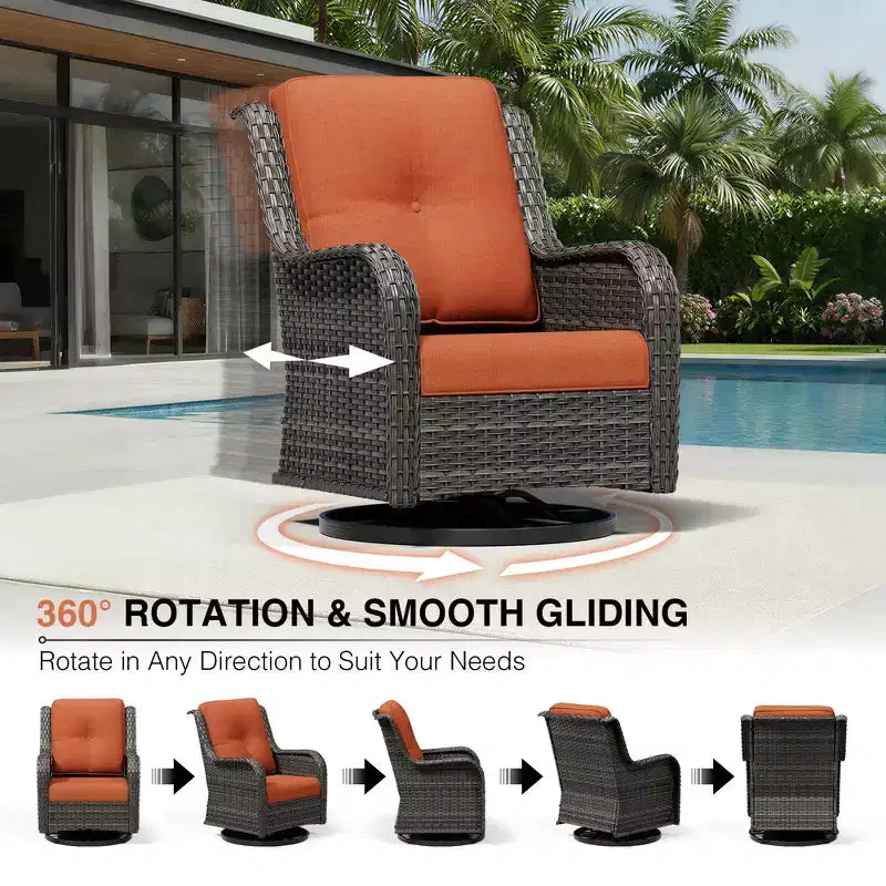 UPTIOT Premium 2-Sitzer Outdoor-Sofa-Set mit Drehstühlen & multifunktionalen Hockern
